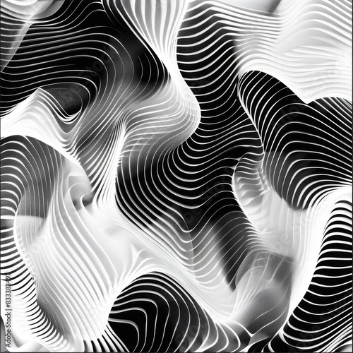 Wallpaper Mural Abstract Black and White Wave Patterns - 4K HD Wallpaper Torontodigital.ca