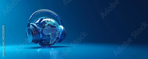 Global Customer Support A headset with a globe, symbolizing providing customer support across different time zones and languages