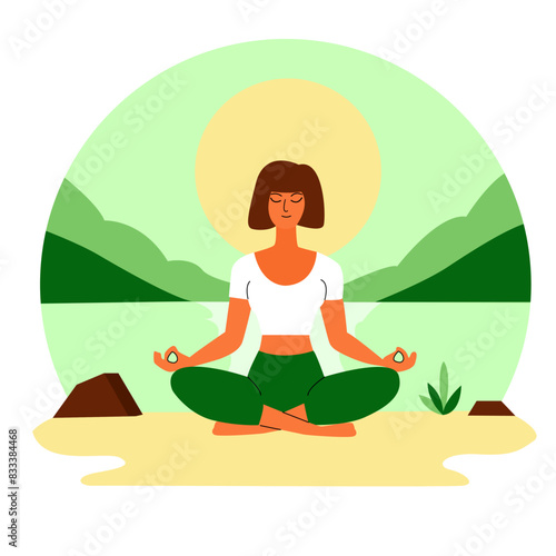 Wallpaper Mural girl meditating in yoga pose Torontodigital.ca