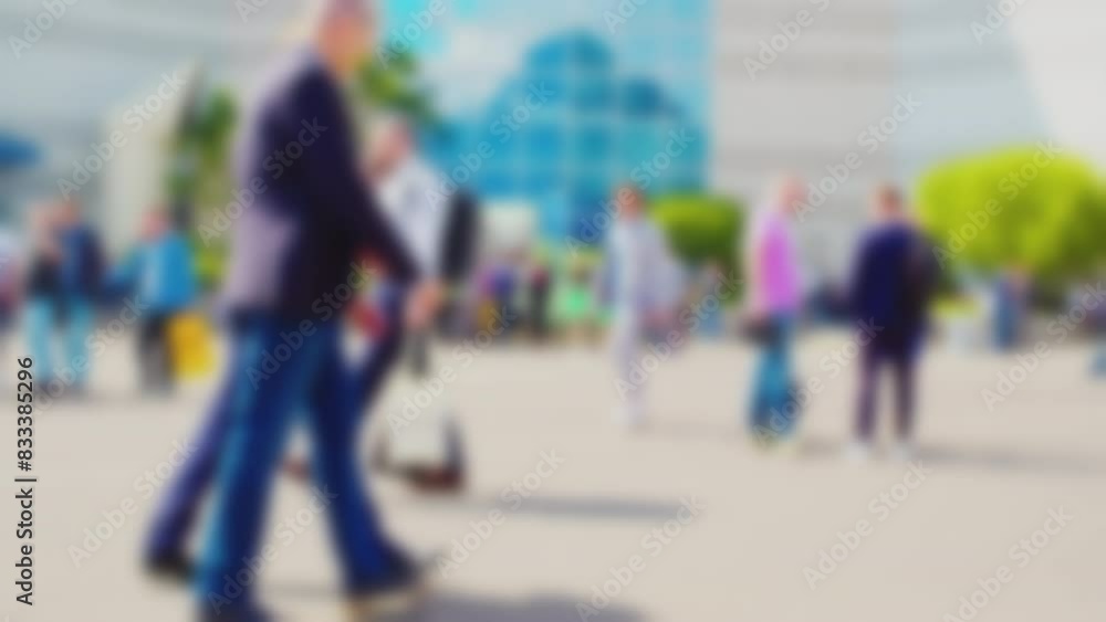 A crowd of busy business people rushing about business. Blurred defocused video .Time lapse. A crowd of busy business people rushing about business. Blurred defocused video .Time lapse.
