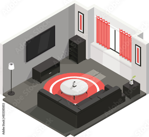 Isometric Living Room Interior