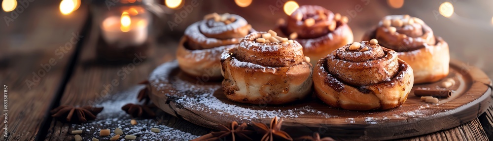 Warm, flaky cinnamon rolls, fresh from the oven Warm, flaky cinnamon rolls, fresh from the oven