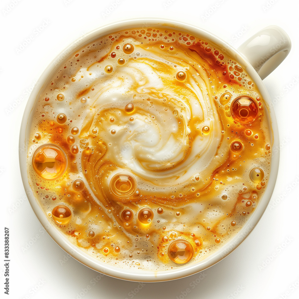 coffee cup, liquid inside resembles a swirling galaxy. white isolated background coffee cup, liquid inside resembles a swirling galaxy. white isolated background
