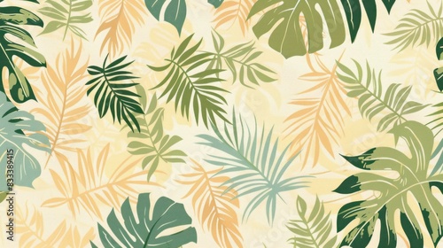 Tropical pattern in neutral colors wallpaper © Helen