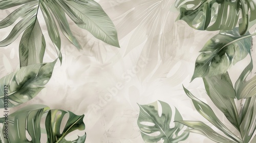 Tropical pattern in neutral colors wallpaper