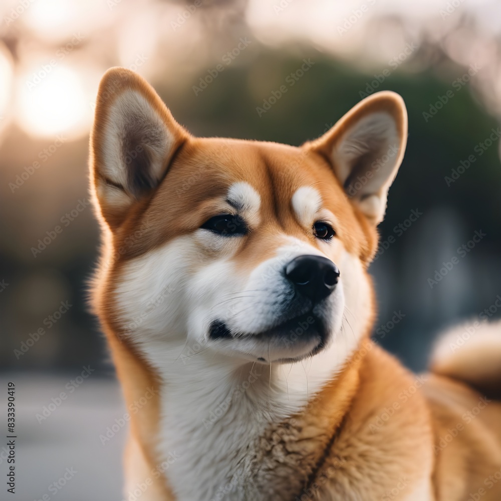 AI generated illustration of a Shiba dog in a park