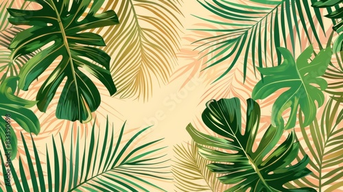 Tropical pattern in neutral colors wallpaper