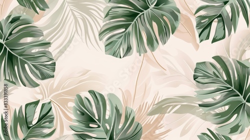 Tropical pattern in neutral colors wallpaper