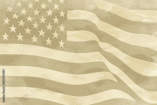 Graceful fluttering soft beige American flag for a neutral and understated digital style.