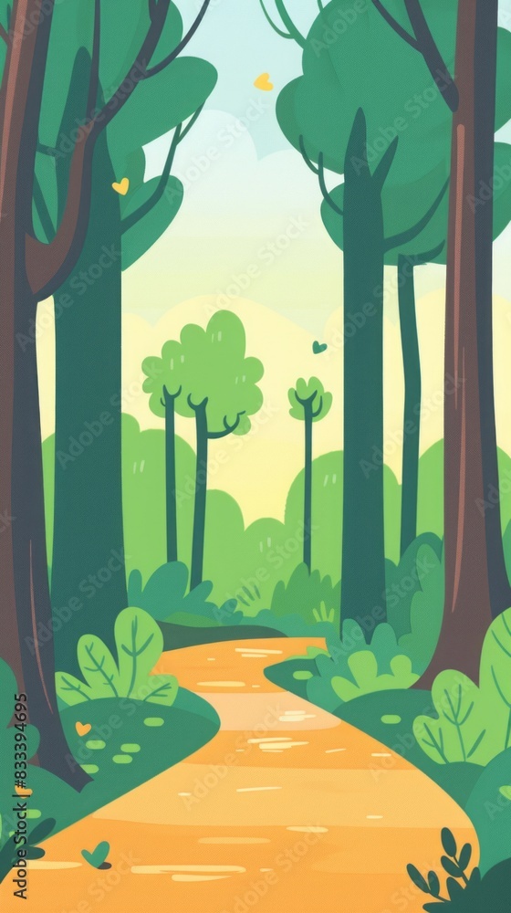 cartoon forest flat illustration.