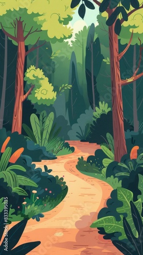 cartoon forest flat illustration.