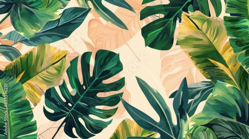 Tropical pattern in neutral colors wallpaper