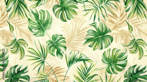 Tropical pattern in neutral colors wallpaper