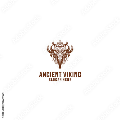 Ancient viking logo vector illustration