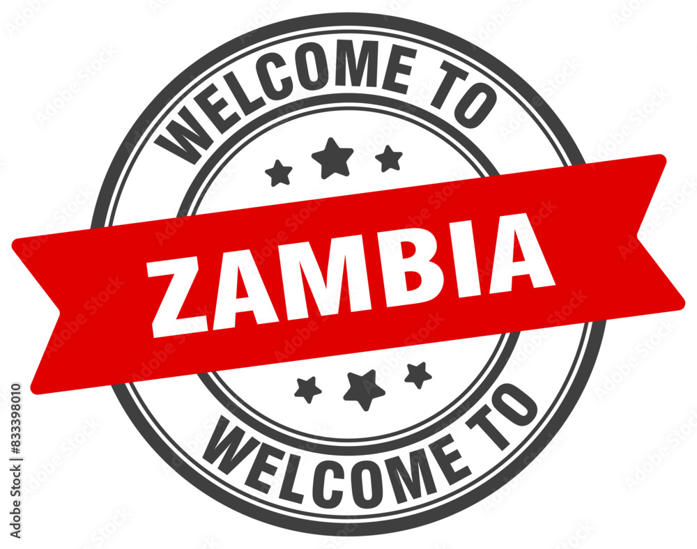 Welcome to Zambia stamp. Zambia round sign Welcome to Zambia stamp. Zambia round sign