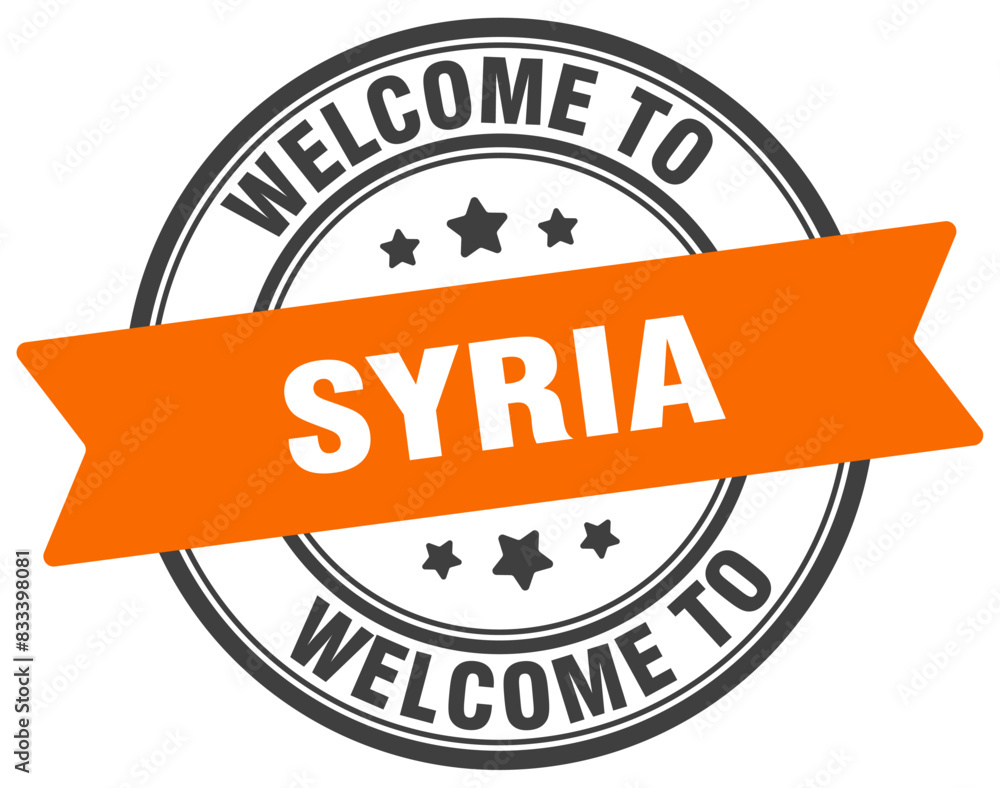 Obraz premium Welcome to Syria stamp. Syria round sign