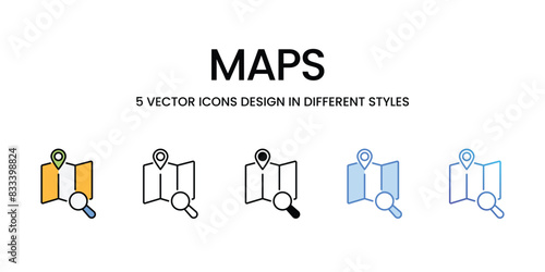 Maps icons vector set stock illustration.