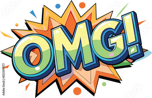 Word OMG! inside explosive cloud in comic style, flat illustration, vector illustration.