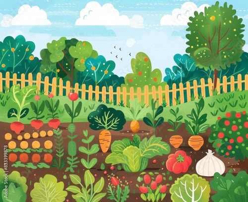 cartoon vegetable garden.