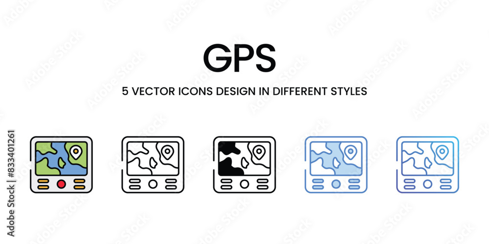 Gps icons vector set stock illustration.