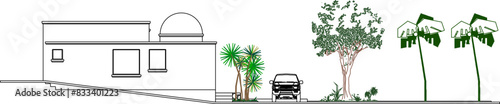 Vector illustration sketch of desert design open air cafe restaurant design