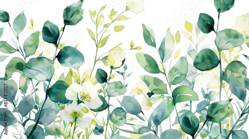 Watercolor botanical garden illustration wallpaper photo