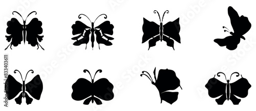 butterfly outline set containing silhouette black and white insects wings