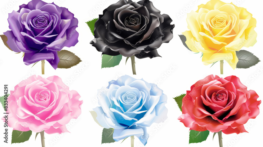 rose set in different colors rose set in different colors