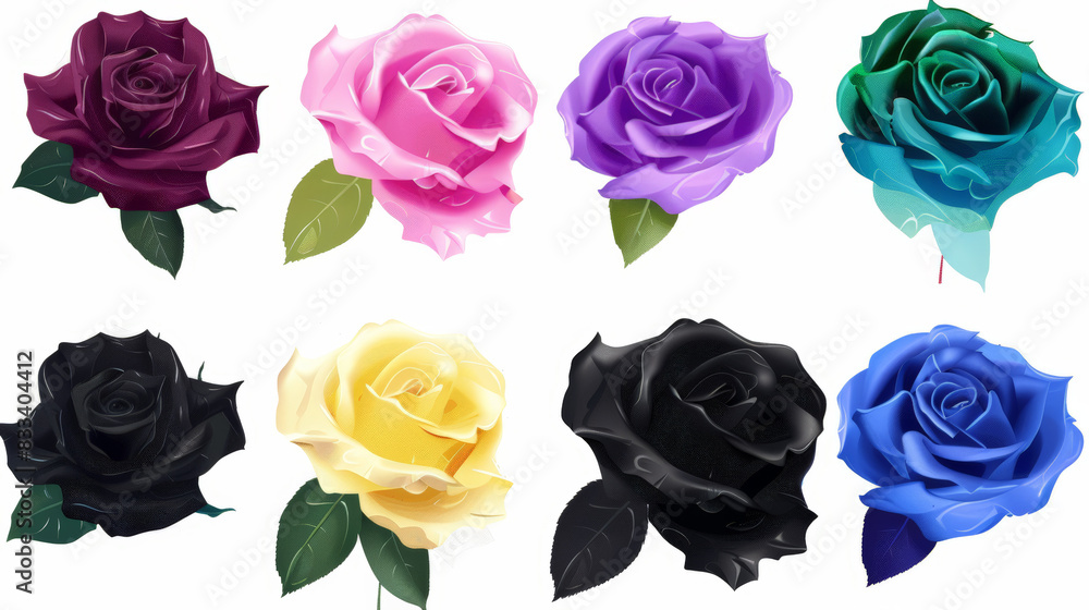 rose set in different colors rose set in different colors