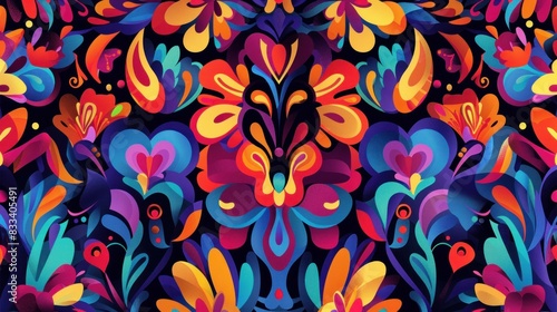An exquisitely designed abstract pattern with vivid  multicolored components ideal for eye-catching cover designs