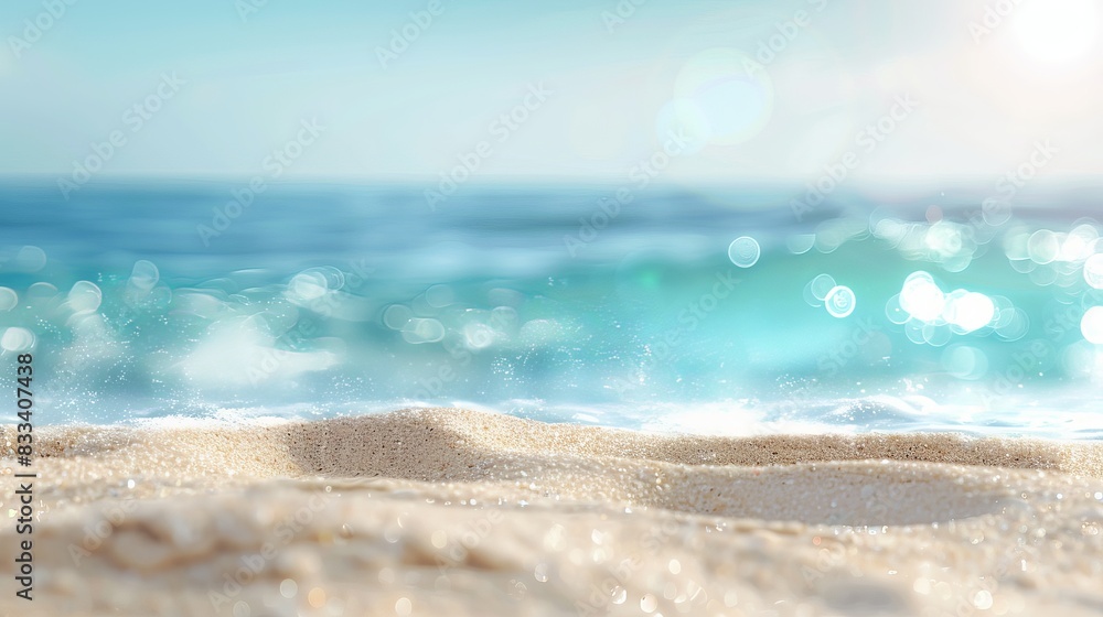 A beach with a blue ocean and a sandy shore A beach with a blue ocean and a sandy shore