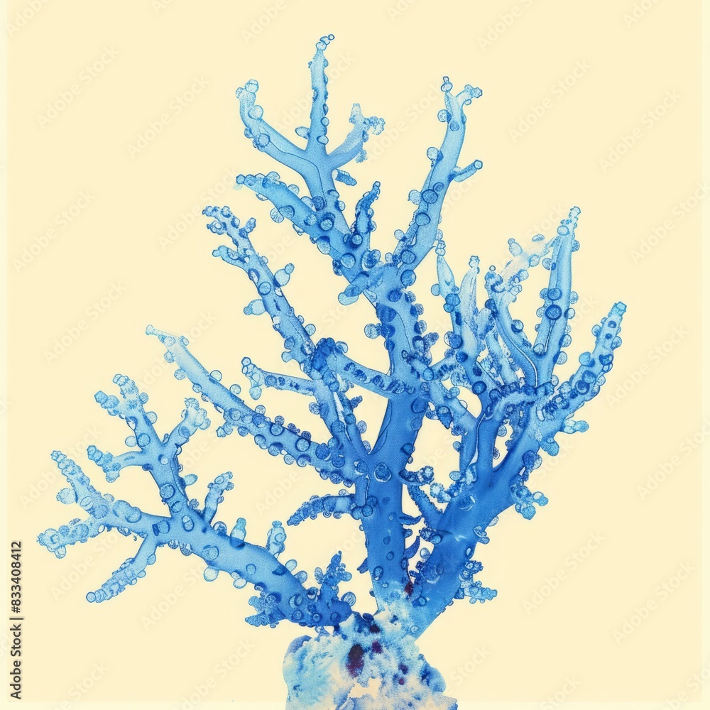 Fototapeta premium blue corals on a light yellow background.