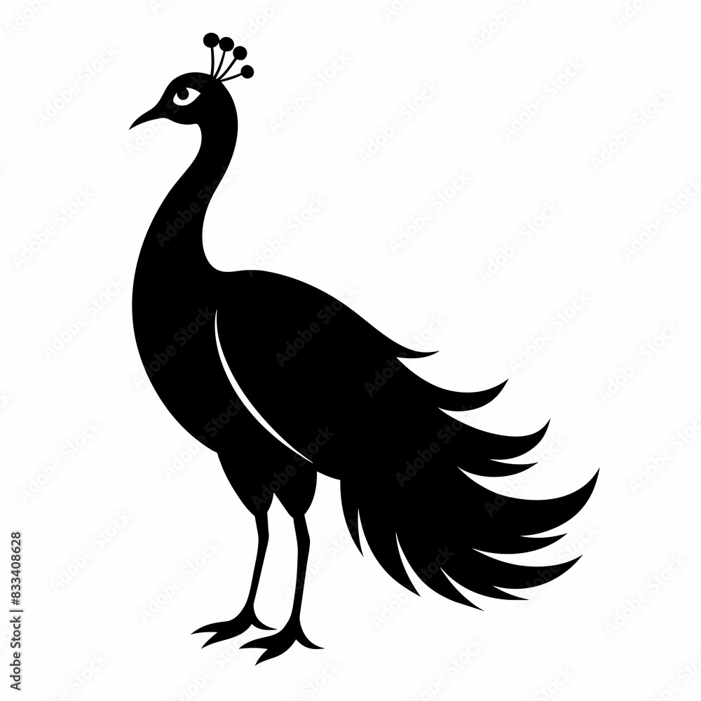 Fototapeta premium Peacock silhouette on white background