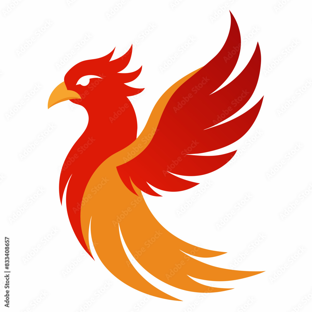 Fototapeta premium Phoenix icon from the side, on a white background