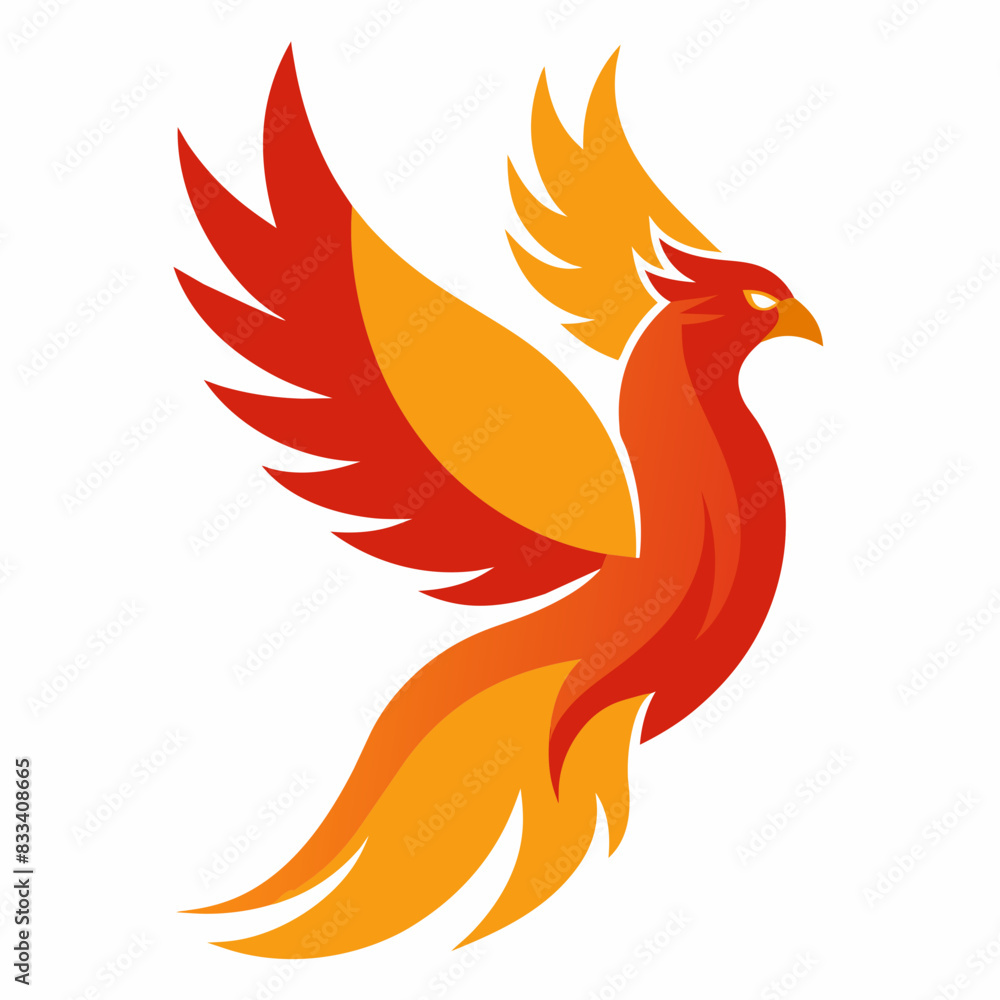 Fototapeta premium Phoenix icon from the side, on a white background