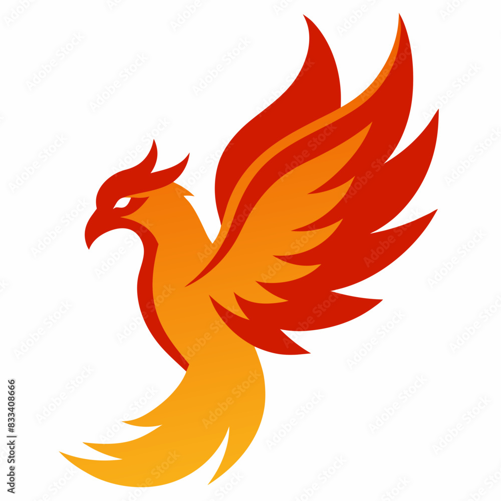 Obraz premium Phoenix icon from the side, on a white background