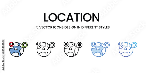 Location icons vector set stock illustration.