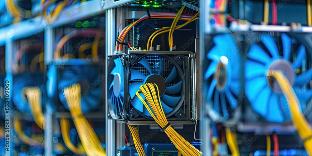 Bitcoin Mining Machine and Cooling Fans Bitcoin Mining Machine and Cooling Fans