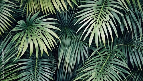 Tropical Monstera Leaves Nature Pattern Green Foliage Botanical Background