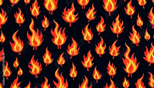 Flame Pattern Seamless Illustration Fire Design Texture Background Heat