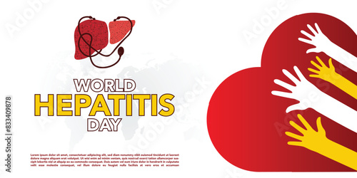 happy world hepatitis day background template use for card vector design, with minimalist and modern concept, cover, backdrop, heart, lung, international