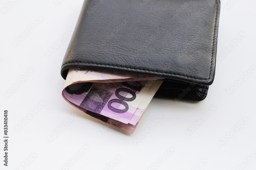 Philippine money, Banknotes in black wallet Philippine money, Banknotes in black wallet