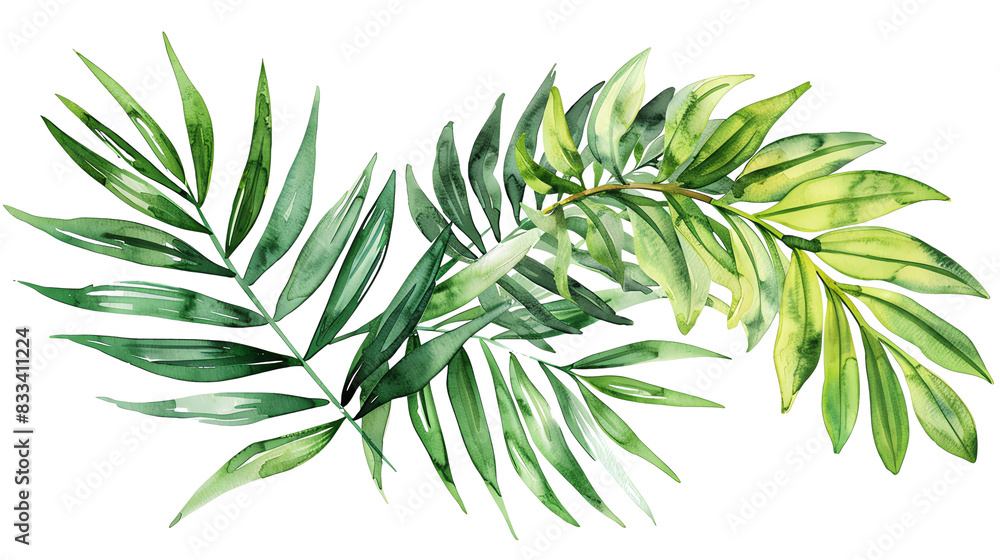Obraz premium Green leaves of the plant on a transparent background.