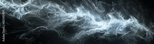 Abstract ethereal white smoke or fog on a dark background, flowing and swirling in a mysterious and captivating pattern. photo