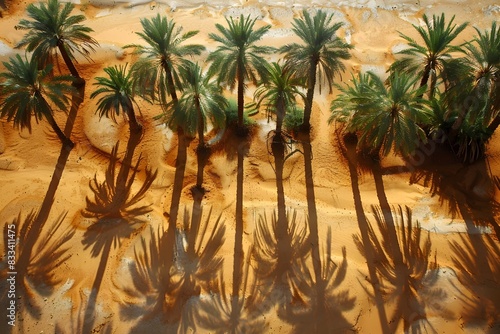 Mesmerizing Mirage A Breathtaking Aerial View of a Lush Desert Oasis Amidst the Shimmering Golden Sands