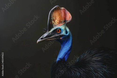 Southern Cassowary Isolated on Solid Background.