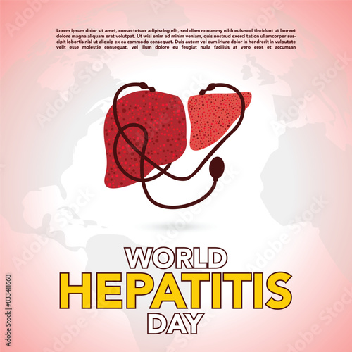 happy world hepatitis day background template use for card vector design, with minimalist and modern concept, cover, backdrop, heart, lung, international