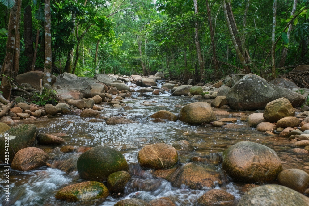 Flowing Thailand: Forest Stream amidst Rock Formation in Siam Wilderness Flowing Thailand: Forest Stream amidst Rock Formation in Siam Wilderness