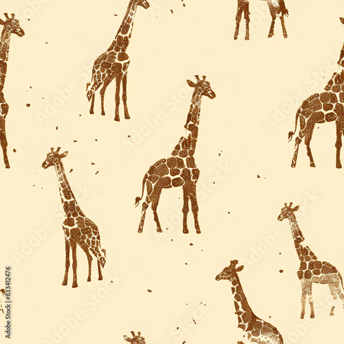 Giraffe Pattern Design  Beige Background