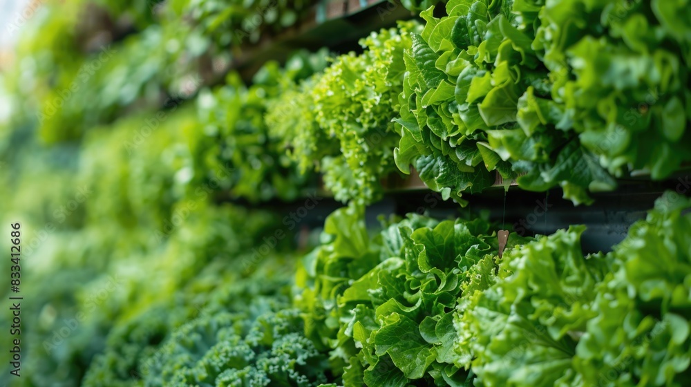 Mass production of green vegetables in a controlled environment on a modern vertical farm. Automated room with controlled levels of air temperature, light, water and humidity for optimal growth Mass production of green vegetables in a controlled environment on a modern vertical farm. Automated room with controlled levels of air temperature, light, water and humidity for optimal growth